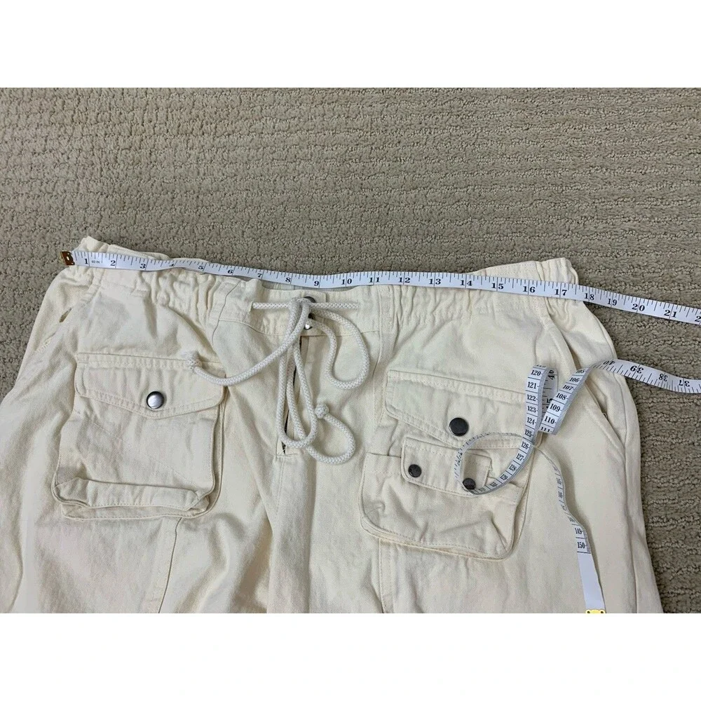 Oli & Hali Cream Streetwear Cargo Pants Drawstring Waist Utility JP0153 Large - Picture 13 of 13